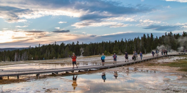 Hikers in Yellowstone National Park
