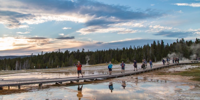 Hikers in Yellowstone National Park