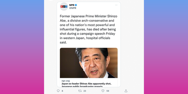 Assassinated Shinzo Abe labeled ‘divisive arch-conservative’ by NPR, Twitter calls to ‘defund’ public radio