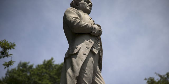 A statue of Alexander Hamilton stands in New York's Central Park July 28, 2015. 