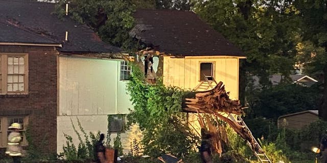 Birmingham Fire and Rescue Service Battalion Chief Sebastian Carrillo said firefighters arrived to find the massive tree had smashed into the brick home. 