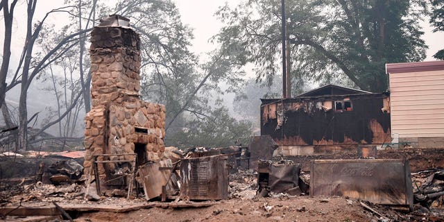 A structure in Klamath River, California, was destroyed by the McKinney Fire, Saturday, July 30, 2022.