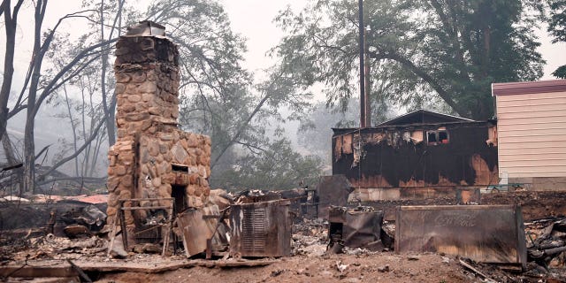 A structure in Klamath River, California, was destroyed by the McKinney Fire, Saturday, July 30, 2022.