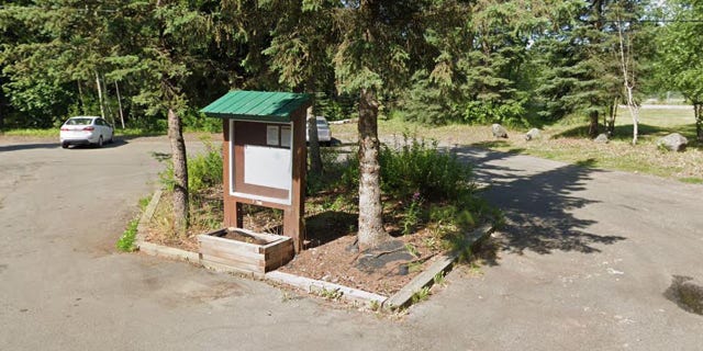 The entrance to Anchorage's Centennial Park. 