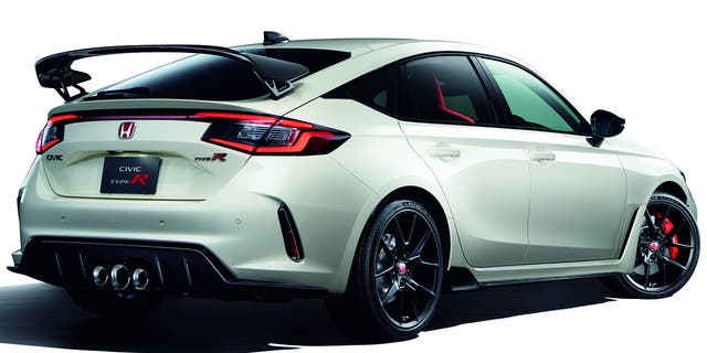 The Civic Type R is equipped with a rear wing, triple exhaust pipes and other performance enhancements.