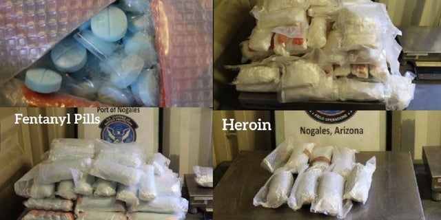 Border agents in Arizona found heroin, meth and fentanyl pills in one vehicle trying to enter the United States over the weekend, authorities said. 