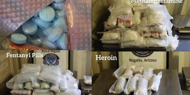 CBP officers in Arizona found heroin, meth and fentanyl pills in one vehicle trying to enter the United States over the weekend, authorities said.