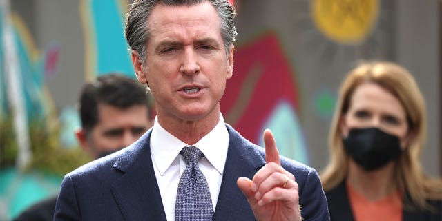 Democratic California Gov. Gavin Newsom speaks during a bill signing ceremony on Feb. 9, 2022.