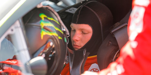 Gibbs used his black Monster Energy helmet during the race.