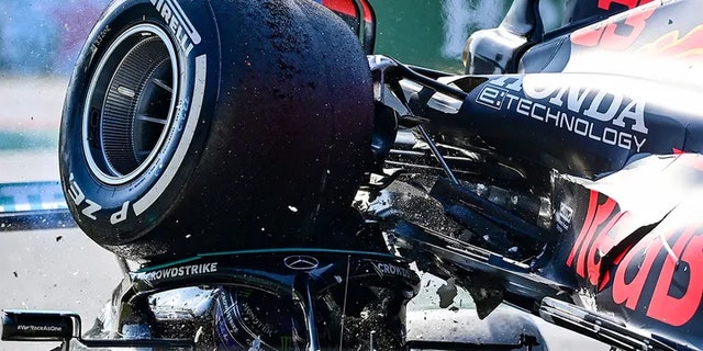 Lewis Hamilton's head was protected by his car's Halo.