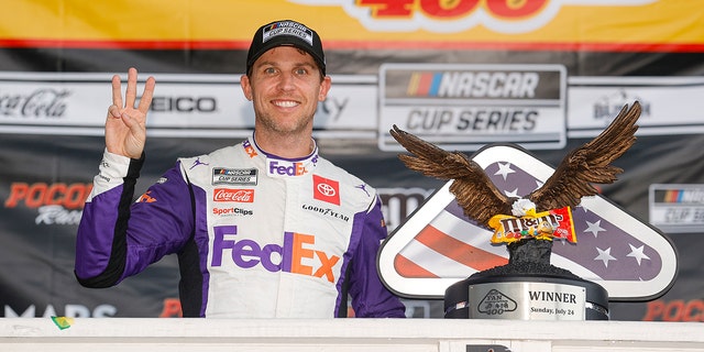 Denny Hamlin thought he'd won his seventh race at Pocono Raceway.