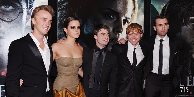 Emma Watson starred in the "Harry Potter" movies with Tom Felton, Daniel Radcliffe, Rupert Grint, Matthew Lewis and others. 