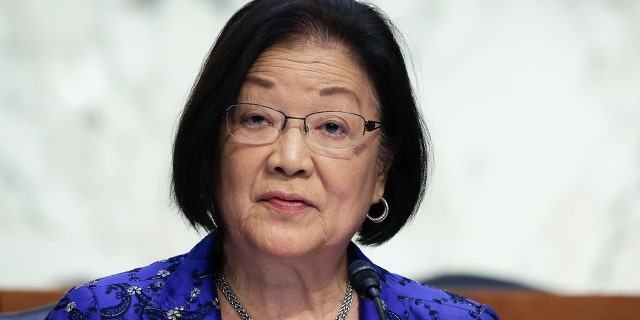 Sen. Mazie Hirono (D-HI) speaks during a Senate Judiciary Committee business meeting to vote on Supreme Court nominee Judge Ketanji Brown Jackson on Capitol Hill, April 4, 2022, in Washington, D.C.