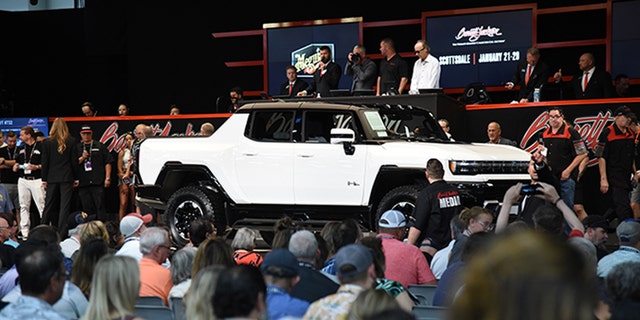 This Hummer EV sold for $324,500 at the Barrett-Jackson Las Vegas auction.