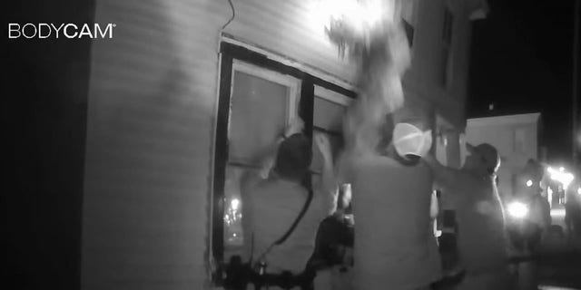Madison police caught multiple kids and an adult who were forced to jump out of a second-story window after a fire trapped them inside their apartment.