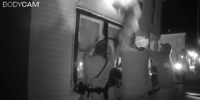 Madison police caught multiple kids and an adult who were forced to jump out of a second-story window after a fire trapped them inside their apartment.