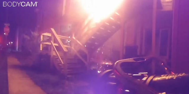The fire engulfed the staircase leading outside. It was unclear what caused the fire.