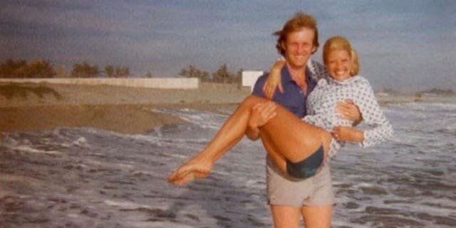 Ivana and Donald Trump on the beach