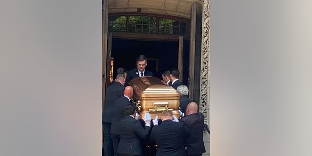 Ivana Trump's casket is carried into the church during her funeral on July 20, 2022.