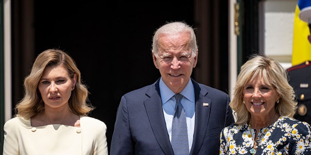 First lady Olena Zelenska at the White House with President Biden and first lady Jill Biden, July 19, 2022.