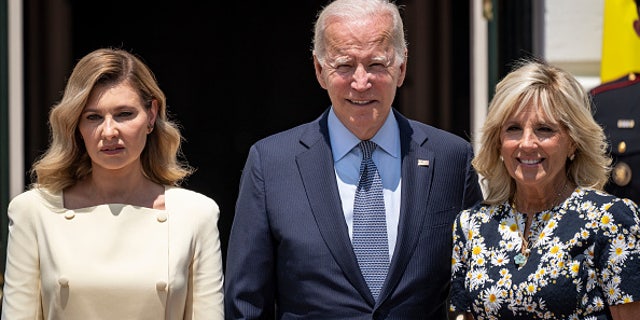 First lady Olena Zelenska at the White House with President Biden and first lady Jill Biden, July 19, 2022.