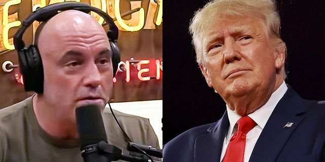 Joe Rogan and Donald Trump. (Joe Rogan Experience screenshot / Getty Images)