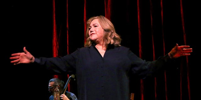 Kathleen Turner during the opening night curtain call for "Kathleen Turner: Finding My Voice" on Broadway at Town Hall on December 16, 2021 in New York City. Turner played Chandler Bing's transgender mom on "Friends." 