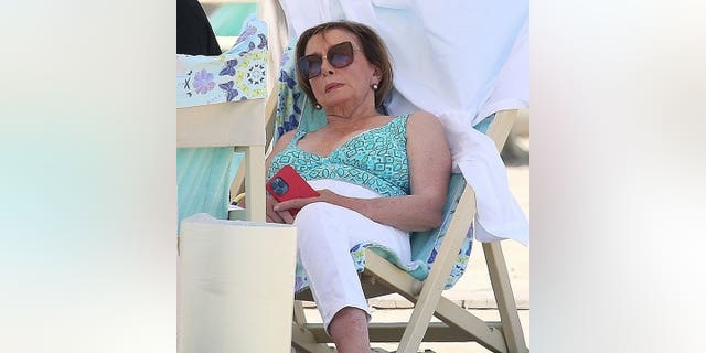 Temsilciler Meclisi Başkanı Nancy Pelosi, D-Calif., Bağımsızlık Günü hafta sonu boyunca İtalya'da bir plajda uyuyor.