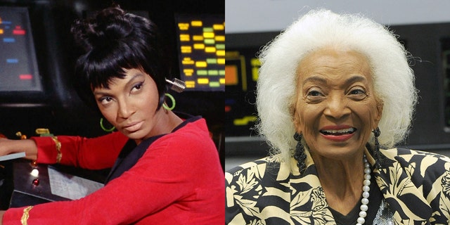 "Star Trek" star Nichelle Nichols died at the age of 89 on July 31, 2022. The actress was known for her role as Lieutenant Nyota Uhura. She is pictured on the right at the Los Angeles Comic Con event in December 2021.