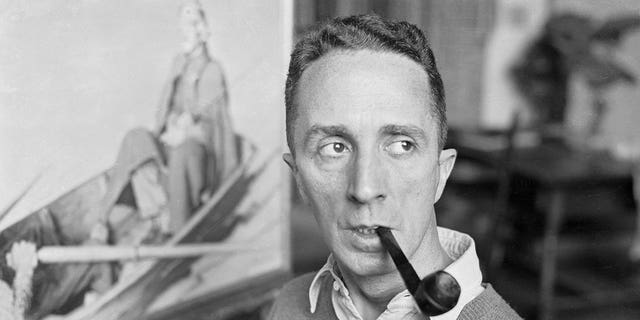 Portrait of Norman Rockwell Smoking His Pipe.