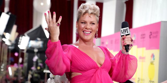 Pink attends the E! Live pre-show at the 2021 Billboard Music Awards held at the Microsoft Theater on May 23, 2021 in Los Angeles, California.