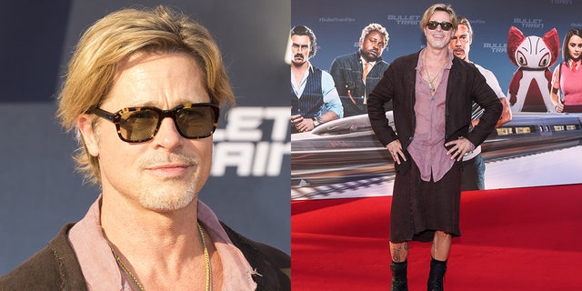 Brad Pitt wore a brown linen skirt at the "Bullet Train" red carpet premiere in Berlin, Germany, saying it helped him beat the excessive heat.