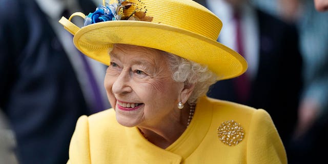 Queen Elizabeth II arrives to mark the completion of London's Crossrail project at Paddington Station on May 17, 2022, in London. She died "peacefully" at 96 years old on Thursday at her Scottish retreat Balmoral Castle. 