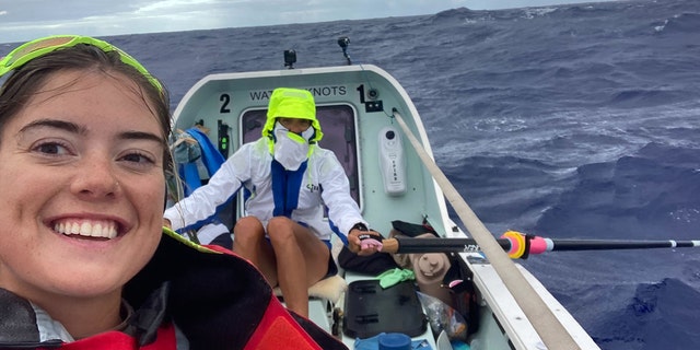 Brooke Downes snaps a selfie during the recent race on the Pacific Ocean.