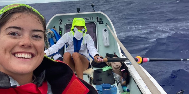 Brooke Downes takes a selfie during the final race on the Pacific.