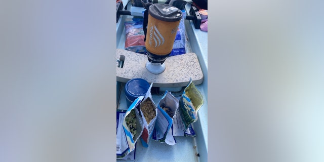 Lat35's Great Pacific Race boat demonstrates the preparation of freeze dried food.