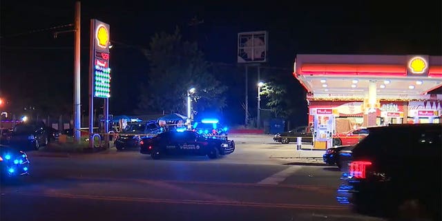 A drive by shooting at a Shell gas station in Atlanta left eight wounded.