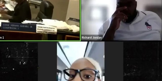 QaShontae Short and Richard Jordan appear at a virtual court hearing over her lawsuit against him for a missed date in 2020.