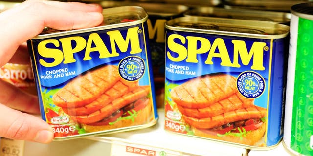 Closeup of cans of Spam