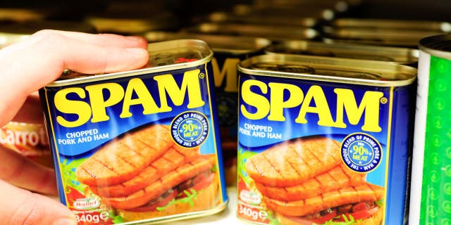 Closeup of cans of Spam