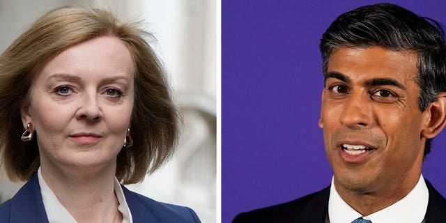This file photo compilation shows the remaining Conservative Party leadership candidates, former Chancellor of the Exchequer Rishi Sunak and Foreign Secretary Liz Truss.