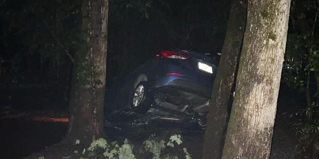A car was swept away by floodwaters in eastern Tennessee Tuesday night.