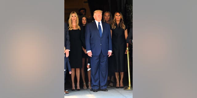 Donald Trump, Melania Trump, Ivanka Trump at Frank Campbell Funeral for Ivana Trump's funeral on July 20, 2022.