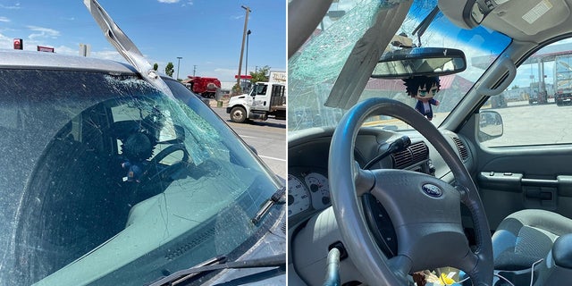 The driver suffered only minor injuries from glass that flew into the car, authorities said.