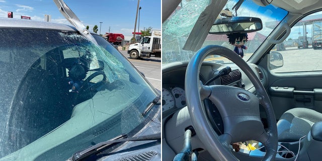 The driver suffered only minor injuries from glass that flew into the car, authorities said.