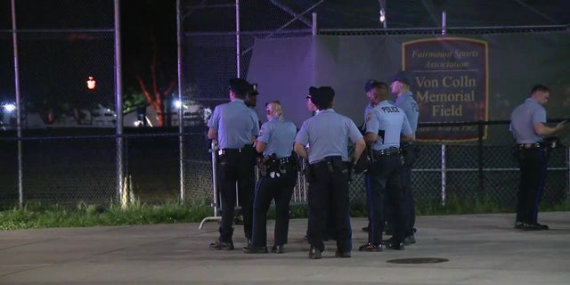 Two police officers were shot Monday evening during a Fourth of July gathering in Philadelphia on July 4, 2022. 