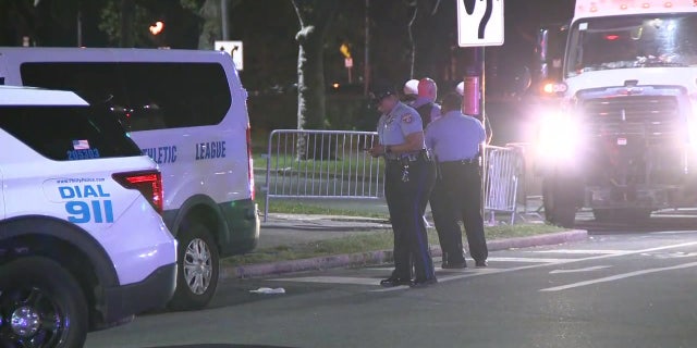 Two police officers were shot Monday evening during a Fourth of July gathering in Philadelphia on July 4, 2022. 