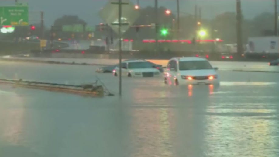 Cars stranded in high water