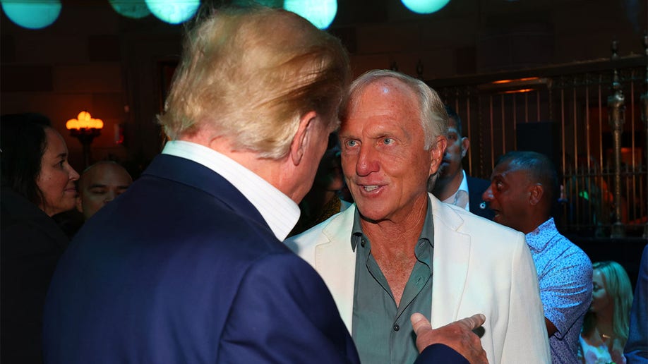 Donald Trump and Greg Norman speak