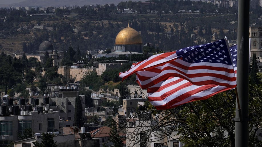 Dome of the Rock with American flag